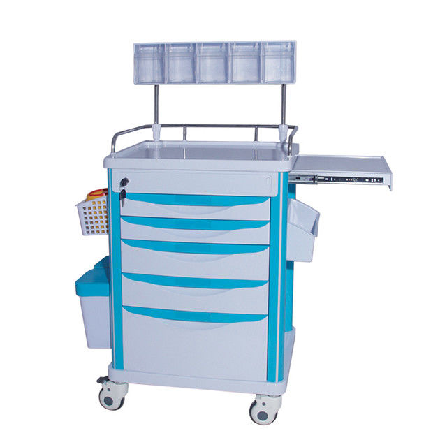 CE Certified Four Wheel Plastic Hospital Emergency Trolley